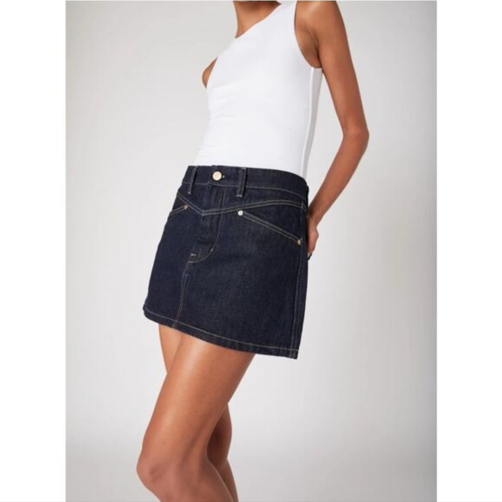 BLANKNYC Over The Moon Micro Mini Denim Jeans Skirt Metallic Y2K Western